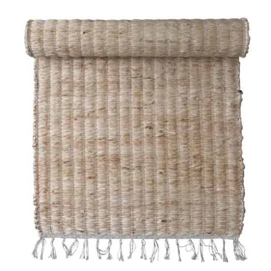Hello Honey&reg; Natural Boho Woven Jute & Cotton Floor Runner Rug with Fringe, 96" x 30" {5}