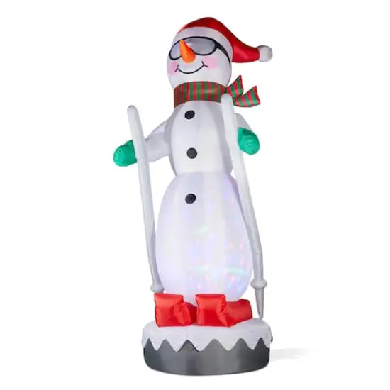Glitzhome&reg; 20FT Giant Lighted Inflatable Disco Skiing Snowman {6}