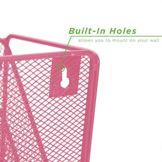 Mind Reader 6 Compartment Vertical Hanging Wall File & Chart Organizer Pink {9}