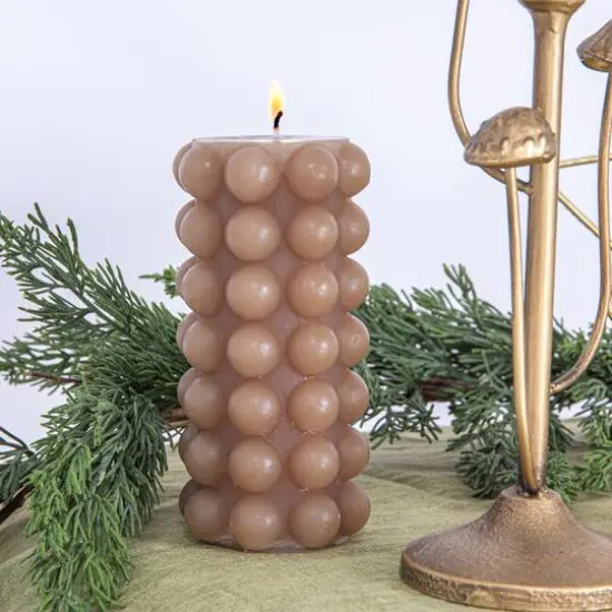 Hello Honey&reg; Unscented Hobnail Pillar Candle Capuccino {3}