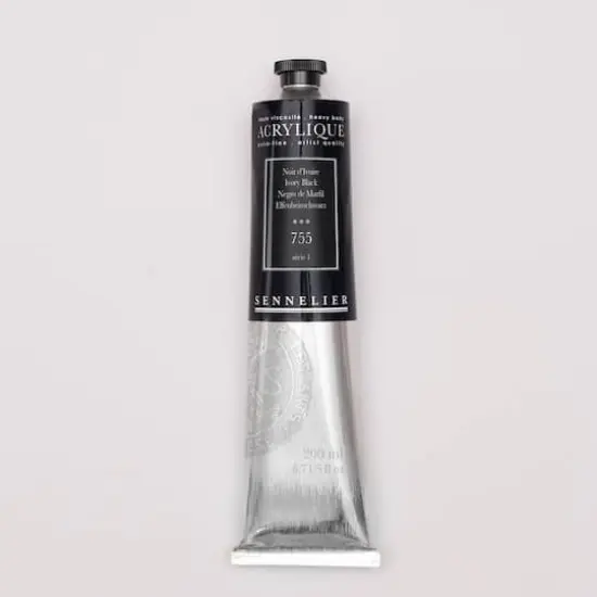 Sennelier Extra Fine Artists' Acrylic Paint, 200mL 755 Ivory Black {1}