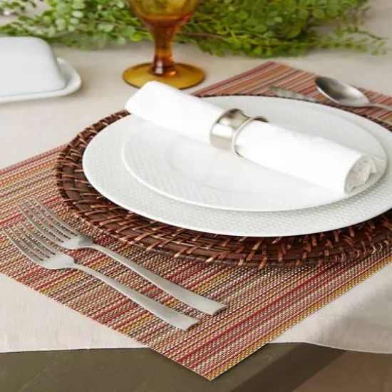 DII&reg; Tango Red Pvc Micro Stripe Placemat (Set of 6) {7}