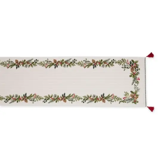 DII&reg; 72" Heritage Holiday Sprigs Reversible Embellished Table Runner {3}