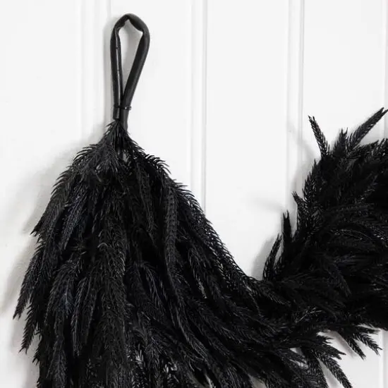 4ft. Artificial Real Touch Halloween Black Norfolk Island Pine Garland with Natural Look {6}