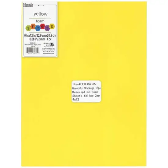 Essentials by Leisure Arts 9" x 12" Foam Sheets, 15ct. Yellow {1}