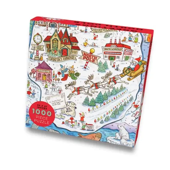 TF Publishing Greetings From The North Pole Map Christmas 1,000 Piece Jigsaw Puzzle {4}