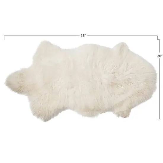 Hello Honey&reg; White Natural Mongolian Lamb Fur Rug, 35" x 20" {3}
