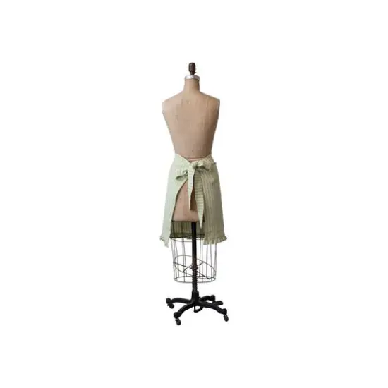 Hello Honey® Natural & Green Striped Cotton Half Apron with Ruffle {5}