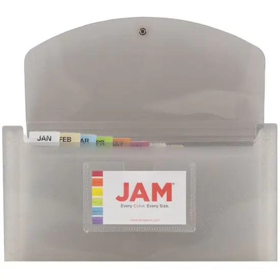 JAM Paper 13 Pocket Plastic Accordion FolderSmoke Gray {6}