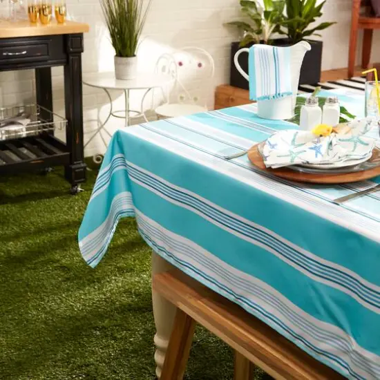 DII&reg; Beach House Stripe Print Outdoor Tablecloth 60 Round {5}