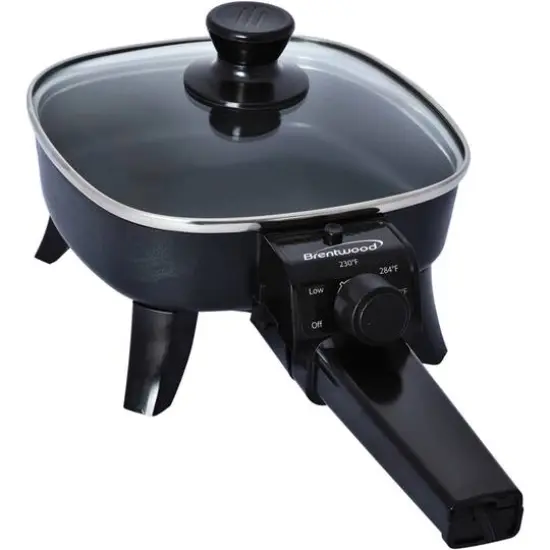 Brentwood 6" Black Nonstick Electric Skillet with Glass Lid {5}