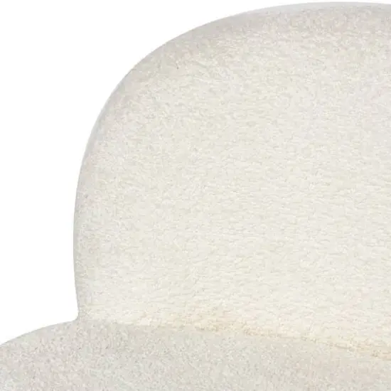 White Polyester Rounded Barrel Accent Chair {9}