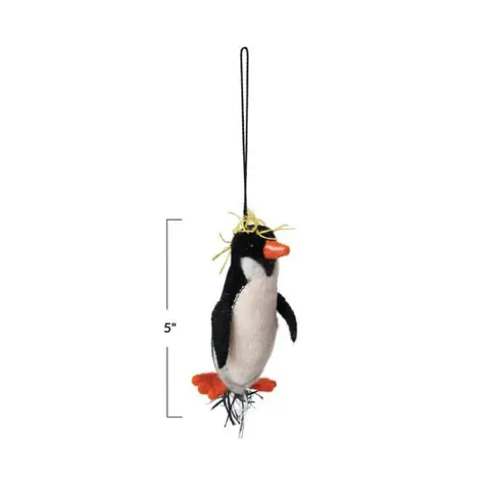 Hello Honey&reg; 5" Black & White Velvet Penguin Ornament {4}