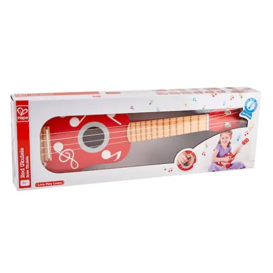 Hape 21" Red Dot Kid's Wooden Toy Ukulele {4}