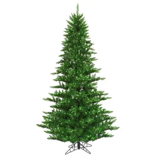 7.5ft. Pre-Lit Green Tinsel Fir Artificial Christmas Tree, Green Lights {1}