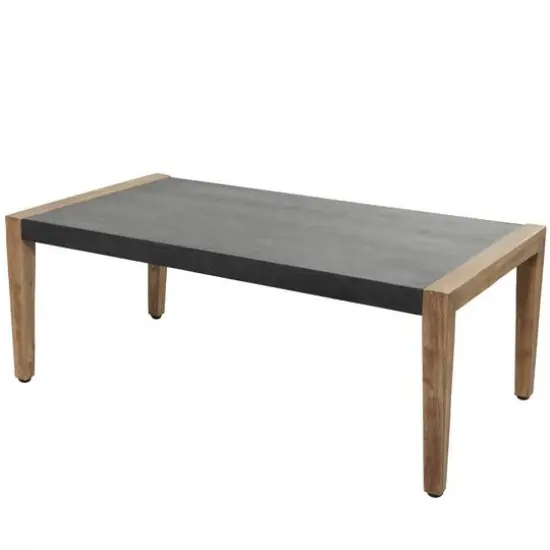 44" Dark Gray Wood Outdoor Coffee Table With Wood Legs {3}