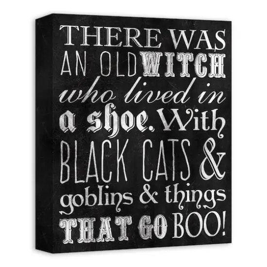 Black & White Old Witch Canvas Wall Art {3}