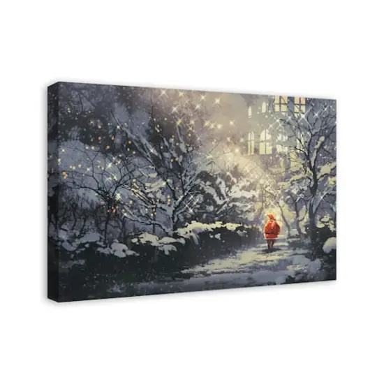 Santa Walking in the Snow Canvas Wall Art {3}