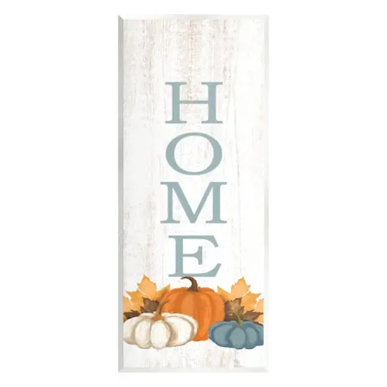 Stupell Industries Autumnal Pumpkin Leaves Home Sign Wall Plaque Art {1}