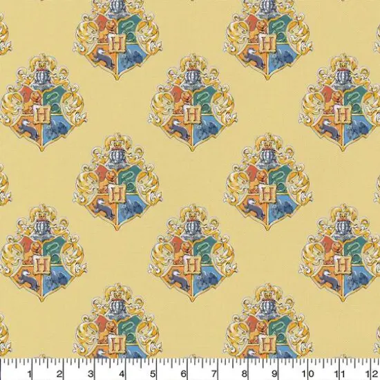 Harry Potter Yellow Watercolor Crest Precut Cotton Fabric {3}