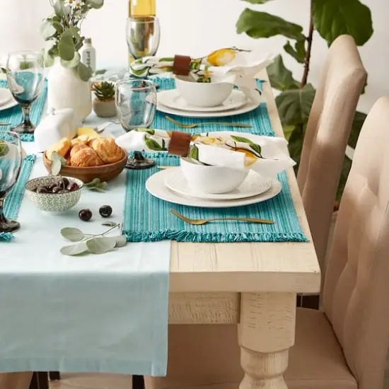 DII&reg; Variegated Fringe Cotton Placemats, 6ct. Teal {4}