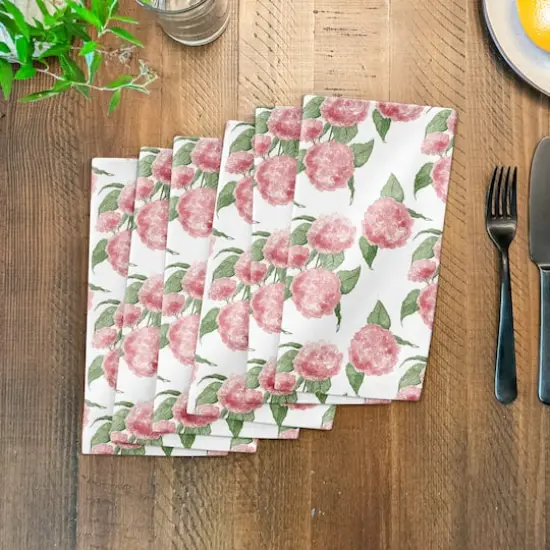 Pink Hydrangea Pattern 10" x 10" Cotton Twill Napkin {4}