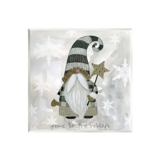 Stupell Industries Gnome for Holidays Snowflakes Wall Plaque Art {1}