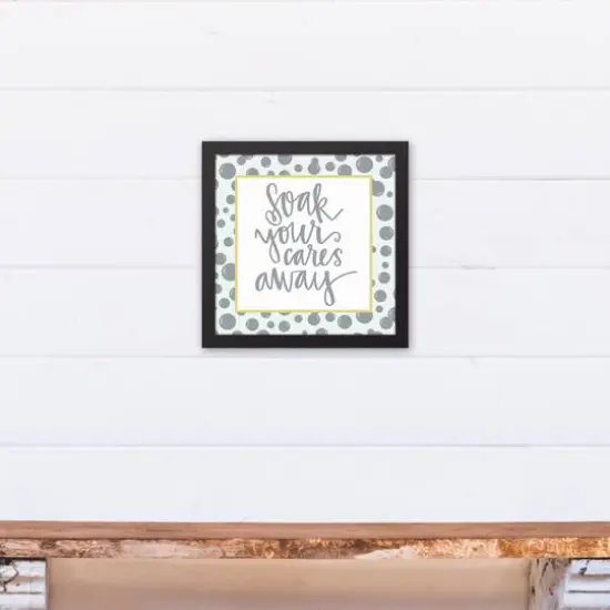 Soak Your Cares Away 13.73" x 13.73" Black Framed Canvas {5}
