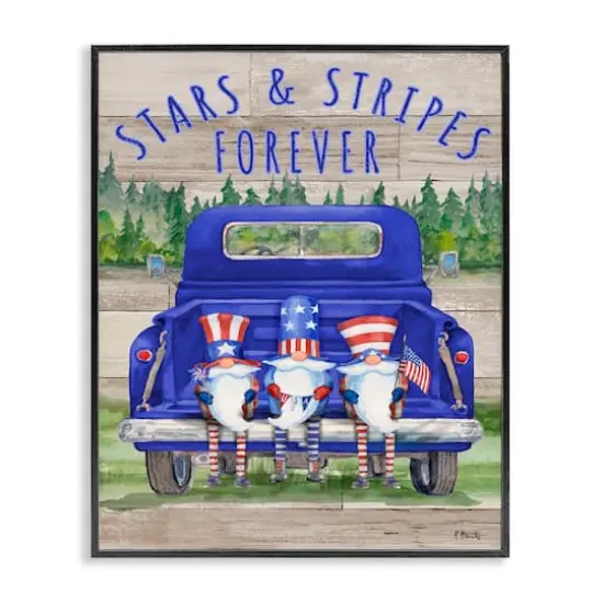 Stupell Industries Stars & Stripes Forever Americana Gnomes Framed Giclee Art Black {1}