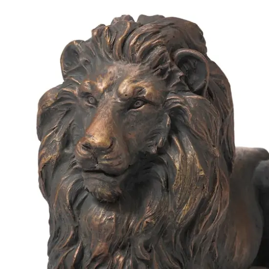 Glitzhome&reg; 22" Lying Guardian Lion Statue Brown {8}