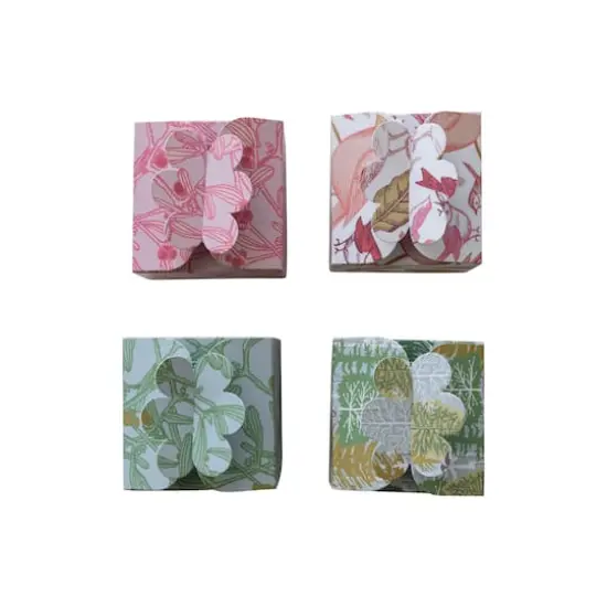 Hello Honey Green & Pink Trees, Plants & Bird Pattern Interlocking Gift Boxes, 4ct. {5}