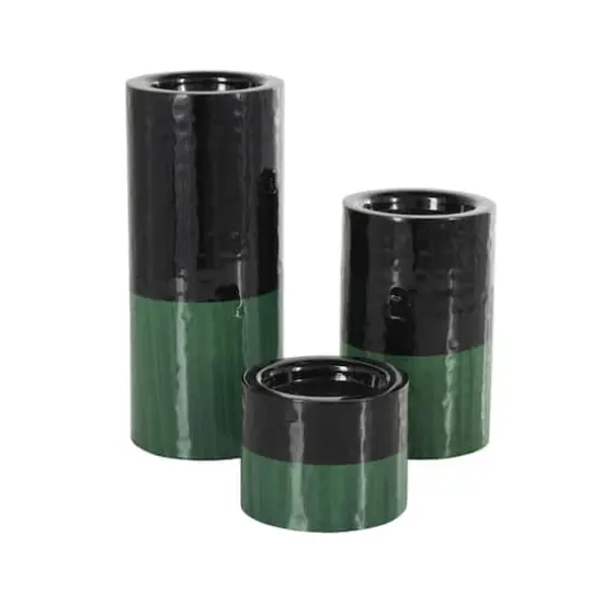 Green Metal Colorblock Candle Holder with Paint Streak Designs Set {4}