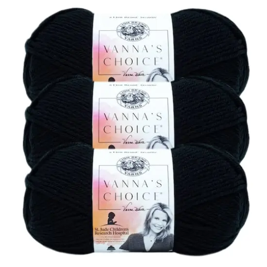 3 Pack Lion Brand&reg; Vanna's Choice&reg; Solid Yarn Black {1}