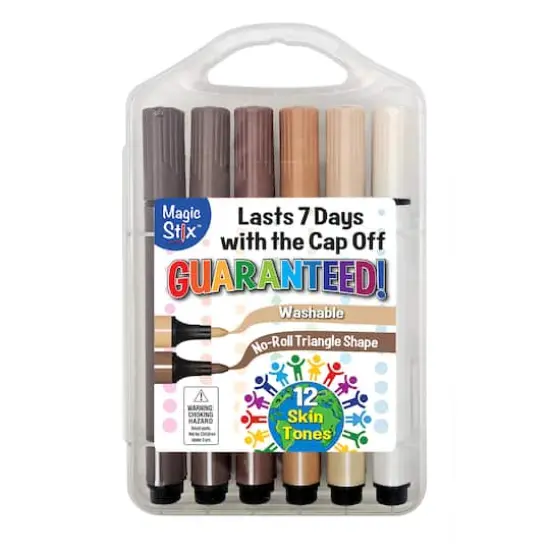 The Pencil Grip Magic Stix Triangular Global Skin Tone Washable Markers, 6 Packs of 12 {5}