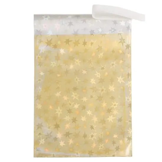 JAM Paper 6.25 x 7.875" Gold Stars Foil Open End Envelopes with Self Adhesive Closure, 25ct. {3}