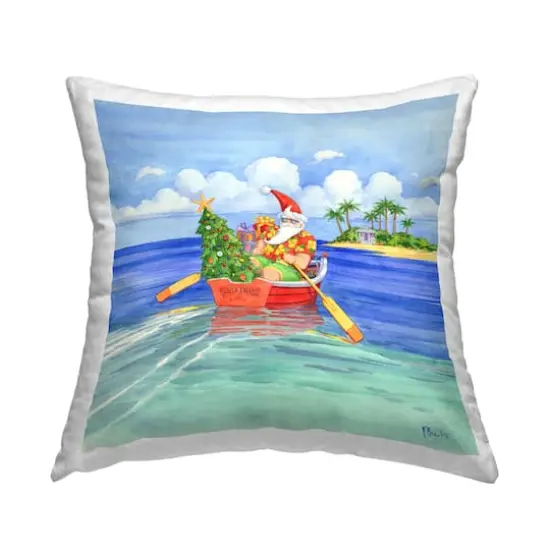 Stupell Industries Tropical Santa Claus Warm Seasonal Island Throw Pillow, 18" x 18" {1}