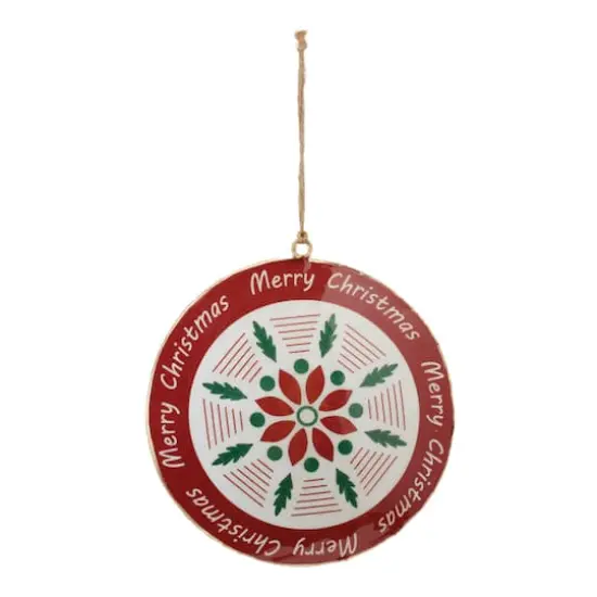 6" Merry Christmas Snowflake Metal Disc Ornaments, 6ct. {3}