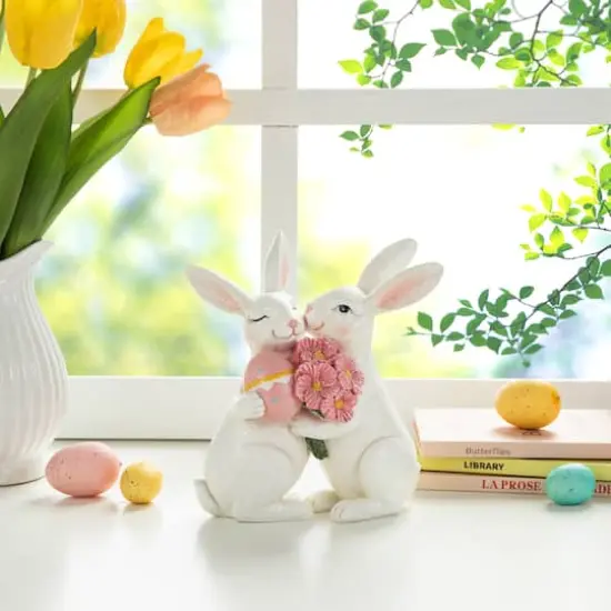 Glitzhome&reg; 7" Easter Loving Bunny Table D&eacute;cor {3}