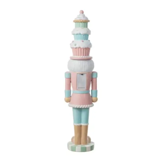 Glitzhome&reg; 28" Lighted Resin Christmas Cupcake Nutcracker Porch Decor with Timer {8}