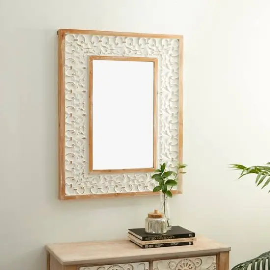 36" White Farmhouse Wood Wall Mirror {3}