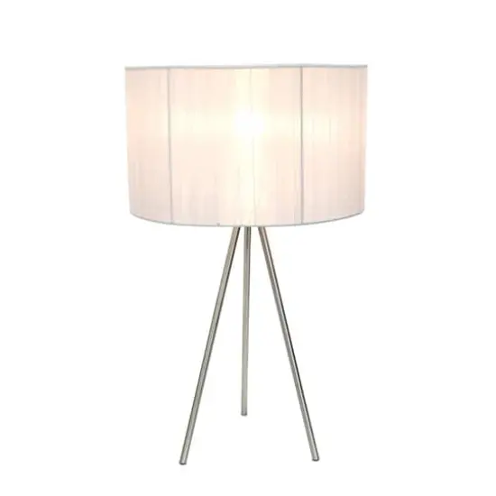 Simple Designs Brushed Nickel Tripod Table Lamp Brushed Nickel/White {3}