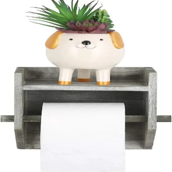 Olive Green Toilet Paper Holder with Storage {6}