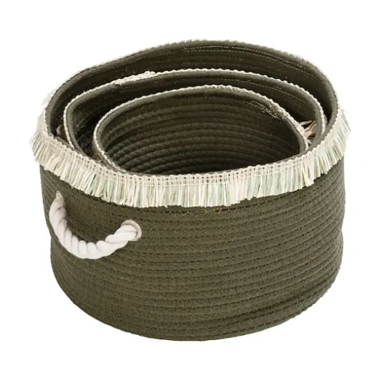 Honey Can Do Olive Nesting Cotton Rope Baskets with Fringe Set {5}