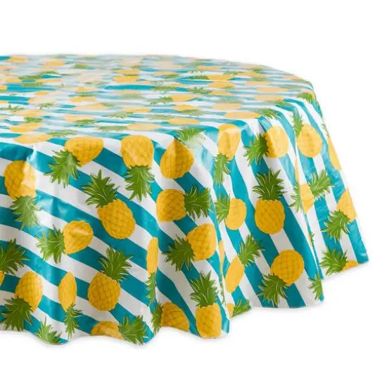 Pineapple Vinyl Tablecloth 70" Round {1}