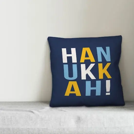 Hanukkah Bold Typography 18x18 Spun Poly Pillow {3}