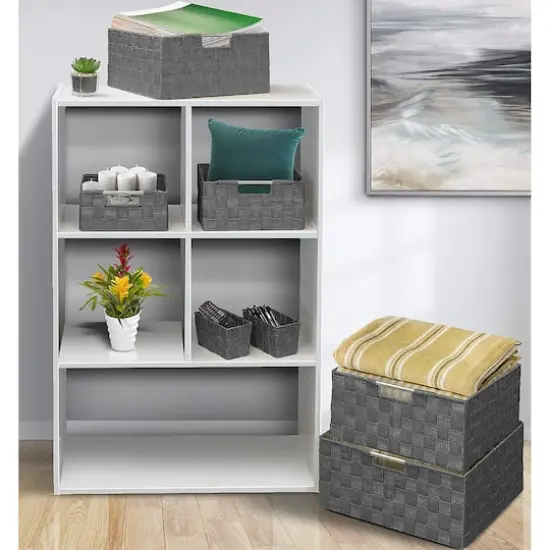 Sorbus 7-Piece Stackable Tote Basket Set with Handles Gray {3}