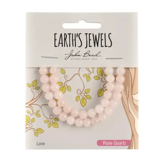 John Bead Earth's Jewels Natural Stone Round Beads, 6mm Rose Quartz {3}