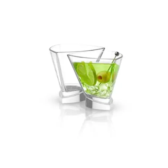 JoyJolt&reg; 7.2oz. Aqua Vitae Triangle Off Base Martini Glasses, 2ct. {1}