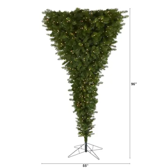 8ft. Pre-Lit Sun Valley Spruce Upside Down Artificial Christmas Tree, Warm White LED Lights {3}