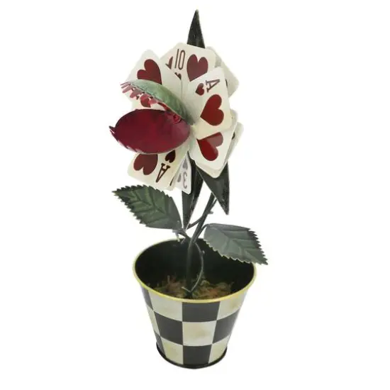 10.75" Hearts Playing Card Flytrap in Checkered Pot Tabletop Décor by Ashland® {4}